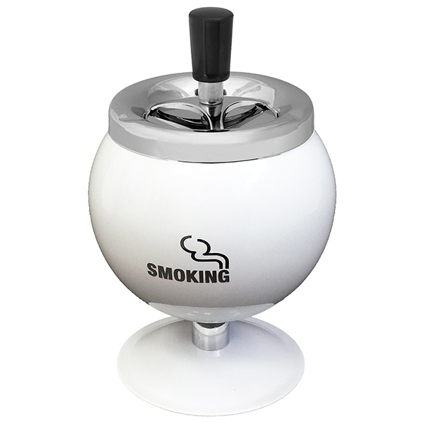 מאפרה שולחנית כדור לבן על רגלית