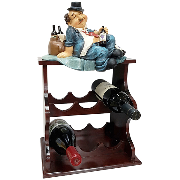 "שיכור על הגג" מעמד יין מעץ לשישה בקבוקים