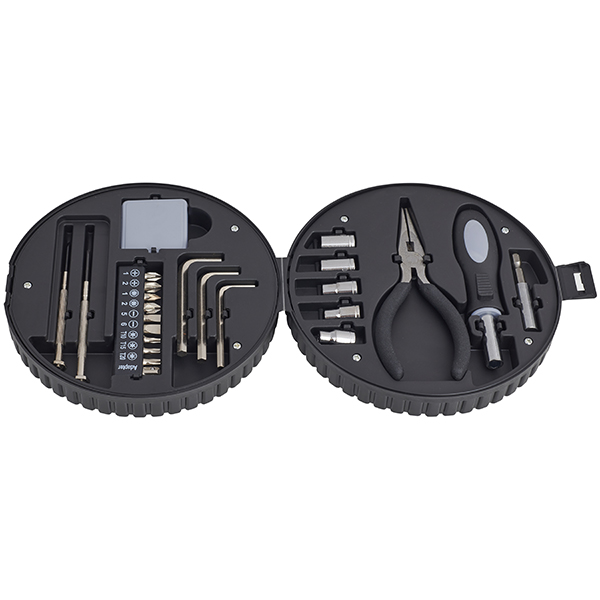 ערכת כלים רב תכליתי במארז פלסטיק קשיח בעיצוב גלגל צמיג - תמונה 4