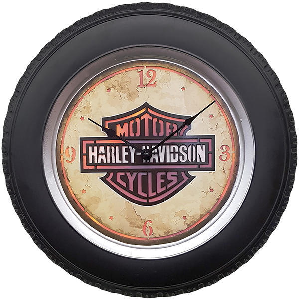 שעון קיר HARLEY הארלי דוידסון עם תאורת לד ע"י שלט רחוק