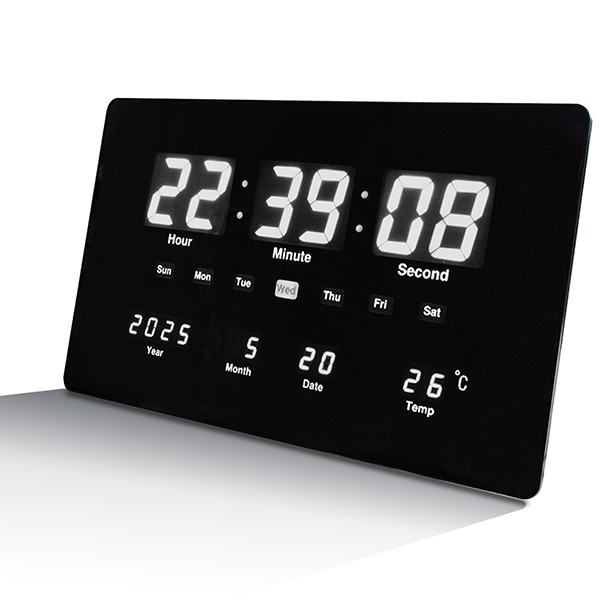 שעון קיר | שולחן דיגיטלי תאריכון מד מעלות שחור - תמונה 5