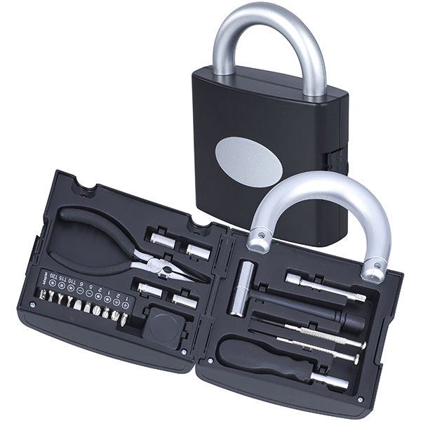 ערכת כלים רב תכליתי במארז פלסטיק קשיח בעיצוב מנעול