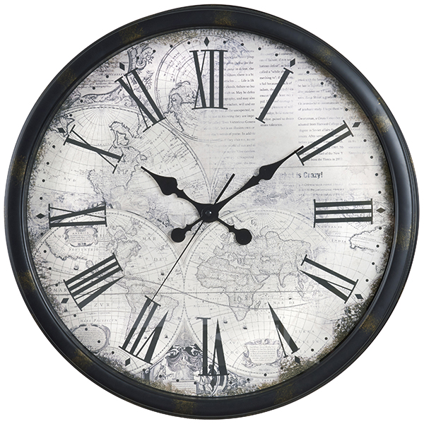 שעון קיר זכוכית מפת עולם
