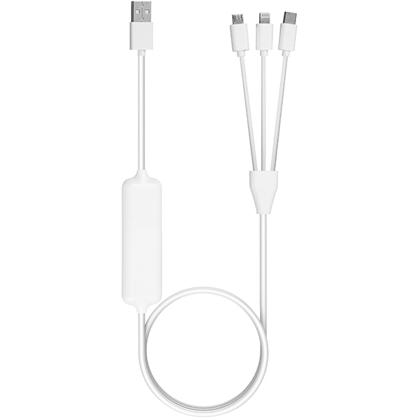 כבל טעינה משולש | פאוור בנק סוללת גיבוי 1000mAh לחירום מובנה בגוף הכבל מבית Charge-it - תמונה 3