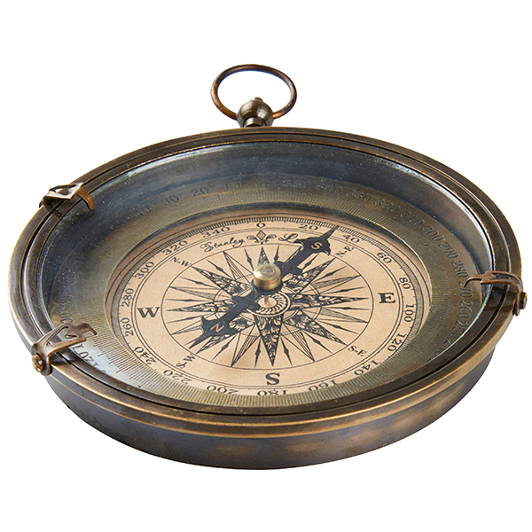 מצפן ענק מהודר בסיס נחושת בקופסת עץ - תמונה 2