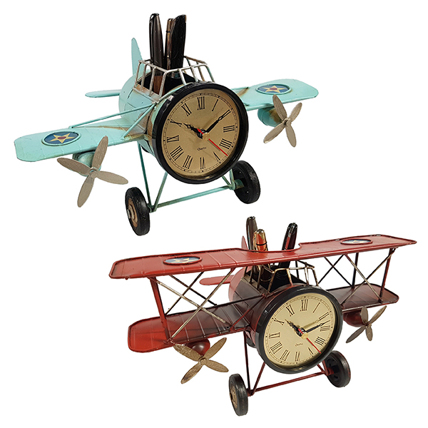 שעון שולחני | מעמד לעטים בעיצוב רטרו אווירון עתיק