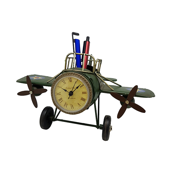 שעון שולחני | מעמד לעטים בעיצוב רטרו אווירון עתיק