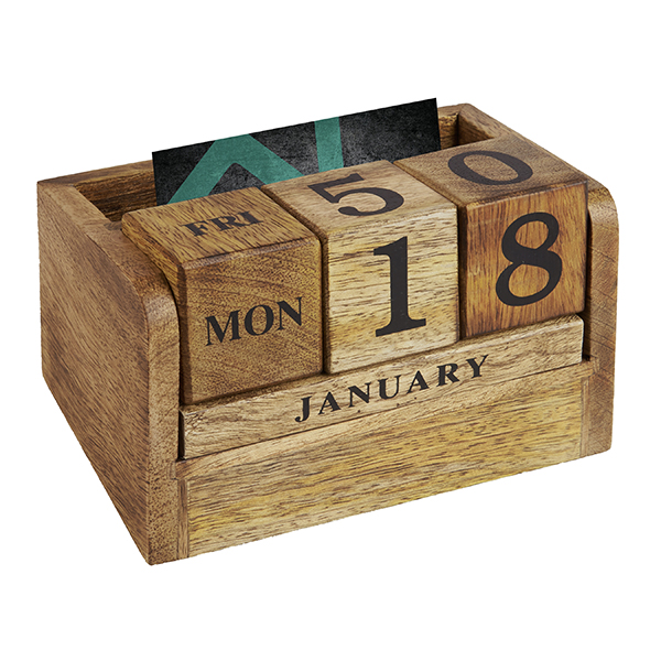 מעמד קלנדר תאריכון קוביות עץ טבעי עם מעמד כרטיסי ביקור וניידים - תמונה 4