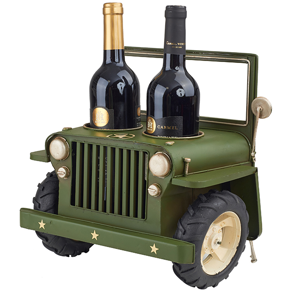 מעמד לשני בקבוקי יין בצורת פרונט של ג'יפ