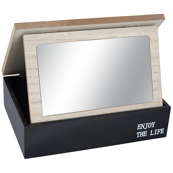 "Enjoy the Life" קופסת תכשיטים מהודרת מעץ עיטורי פרחים - תמונה 2