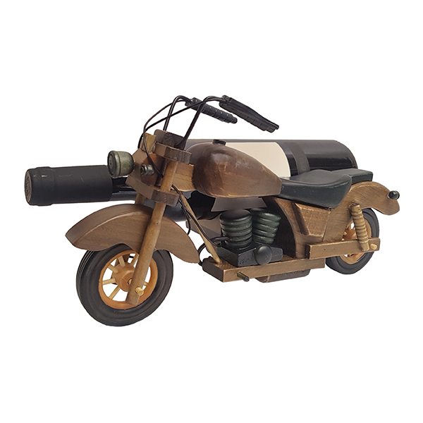 אופנוע סירה עתיק וינטג' מעץ בגוון מהגוני מעמד לבקבוק יין