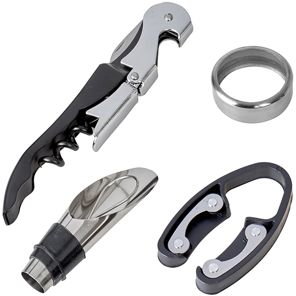 "WINE BOOK" מארז אביזרים 4 חלקים ליין באריזת מתנה מעוצבת בצורת ספר - תמונה 2