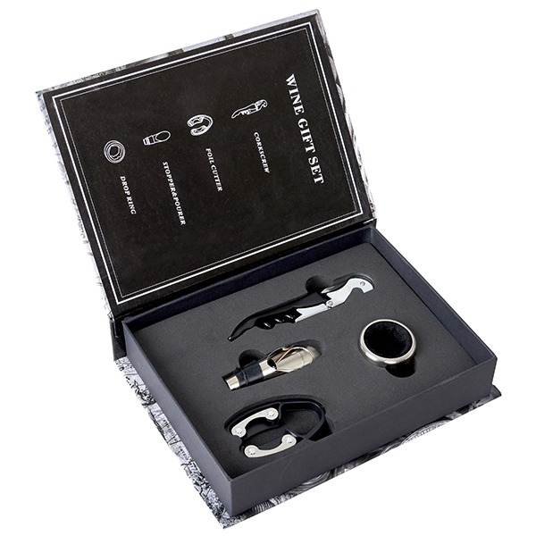 "WINE BOOK" מארז אביזרים 4 חלקים ליין באריזת מתנה מעוצבת בצורת ספר - תמונה 3