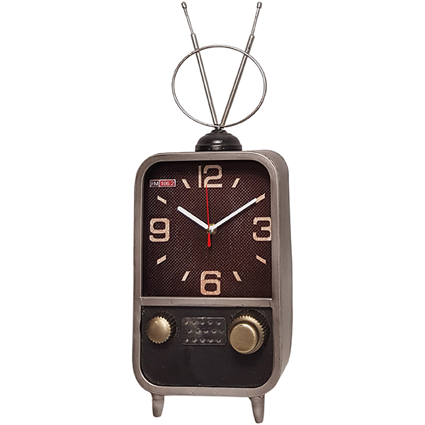 שעון שולחני בעיצוב רטרו בצורת טלוויזיה עם אנטנות