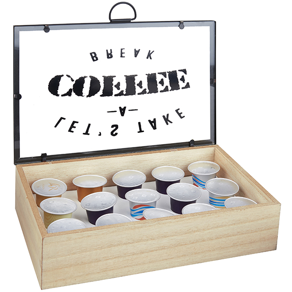 "COFFEE BREAK" מארז עץ ל-15 קפסולות קפה - תמונה 2