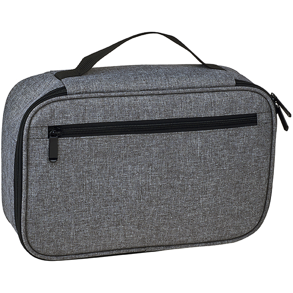 תיק כלי רחצה פתיחה רחבה עם כיס רוכסן בחזית וידית נשיאה - תמונה 2