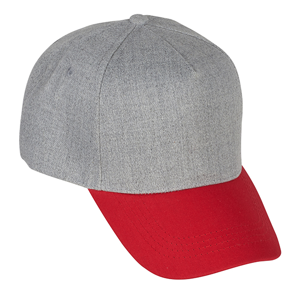 כובע מצחיה כותנה אפור מוברש 5 פאנל