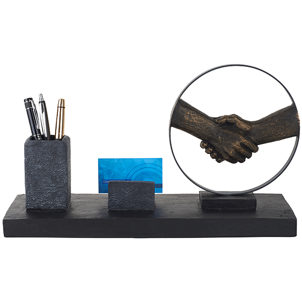 מעמד שולחני אומנותי "יד לוחצת יד" מבית פסלי היוקרה "GRACIA GALLERY" - תמונה 3