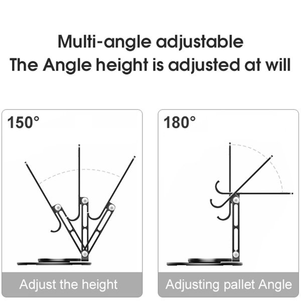 מעמד מתכתי מתכוונן לטלפון נייד וטאבלט עם זרוע מסתובבת 360 - תמונה 4