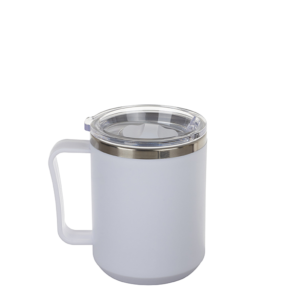 ספל תרמי נירוסטה חם / קר 350 מ"ל ציפוי פלסטי חיצוני עם ידית ומכסה אקרילי שקוף - תמונה 3