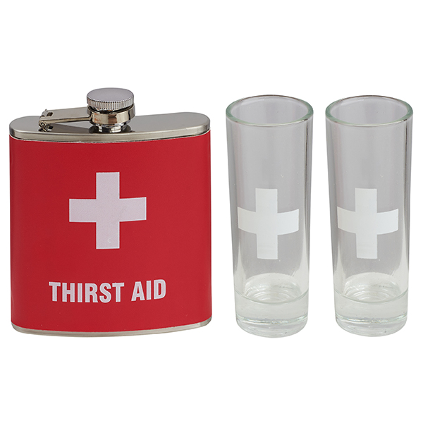 "First Aid" מארז מתנה פלסק ושתי צ'ייסרים - תמונה 2