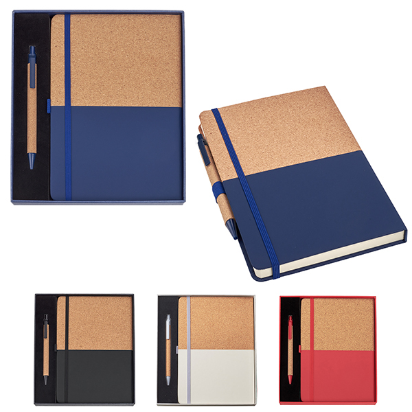 סט מחברת עסקים A5 עם עט בכריכה פתיחה עברית / אנגלית במארז מתנה