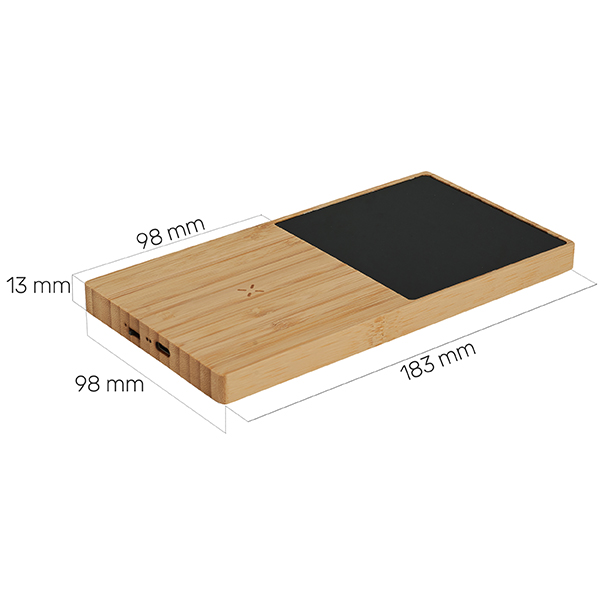 מטען אלחוטי מהיר 10W במבוק משולב עם פלטה לחימום קפה - תמונה 2