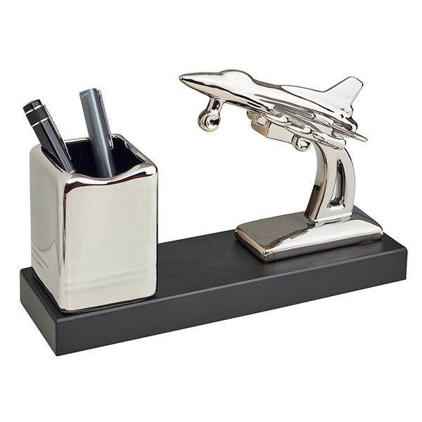 "מטוס" מעמד שולחני עם כוס לעטים