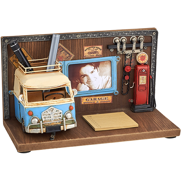 מעמד שולחני רטרו משולב עם כוס לעטים נייר ממו ומסגרת לתמונה - תמונה 2