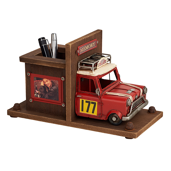 מעמד שולחני רטרו משולב עם כוס לעטים ומסגרת לתמונה - תמונה 2