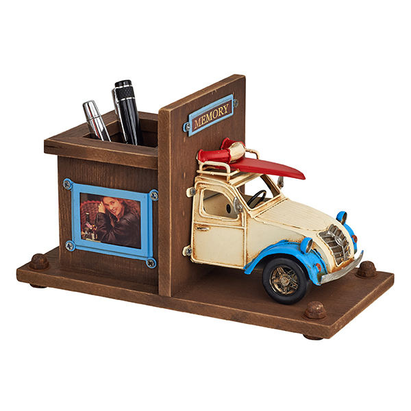 מעמד שולחני רטרו משולב עם כוס לעטים ומסגרת לתמונה - תמונה 3