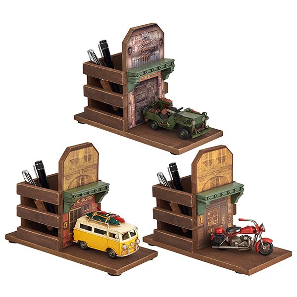 מעמד שולחני רטרו משולב עם כוס לעטים ומסגרת לתמונה