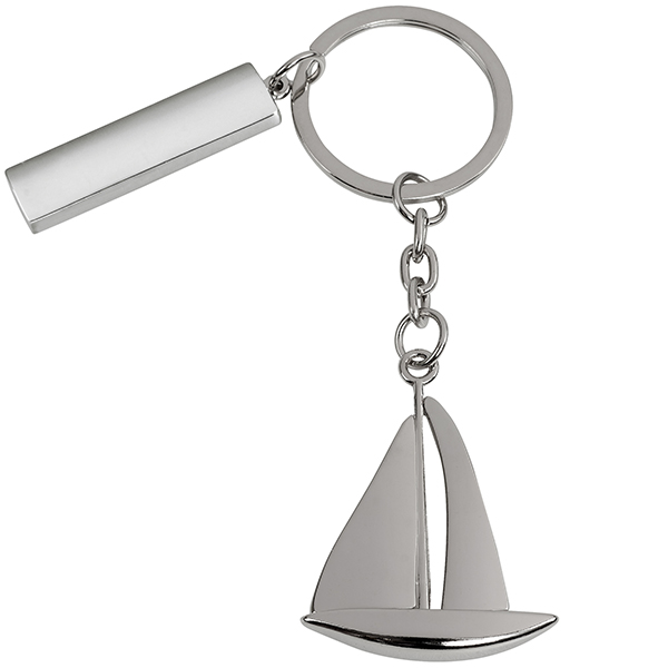 מחזיק מפתחות מתכתי "מפרשית" עם לוחית מלבנית למיתוג