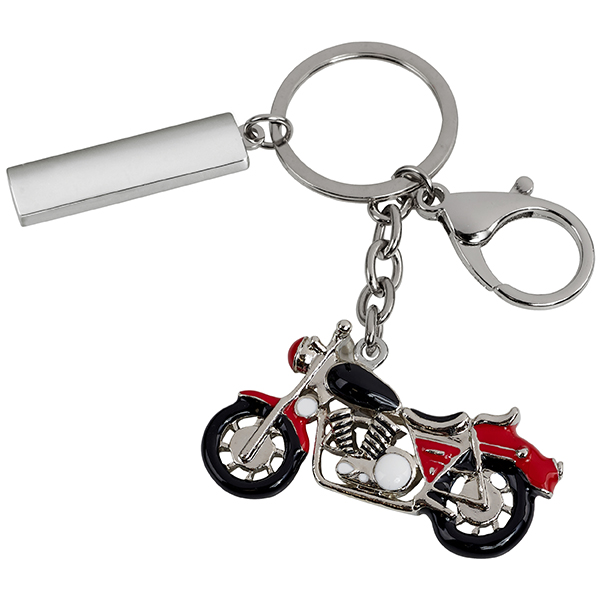 מחזיק מפתחות מתכתי "אופנוע" עם לוחית מלבנית למיתוג