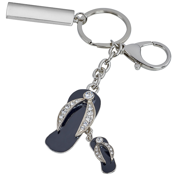 מחזיק מפתחות מתכתי "כפכף" עם לוחית מלבנית למיתוג