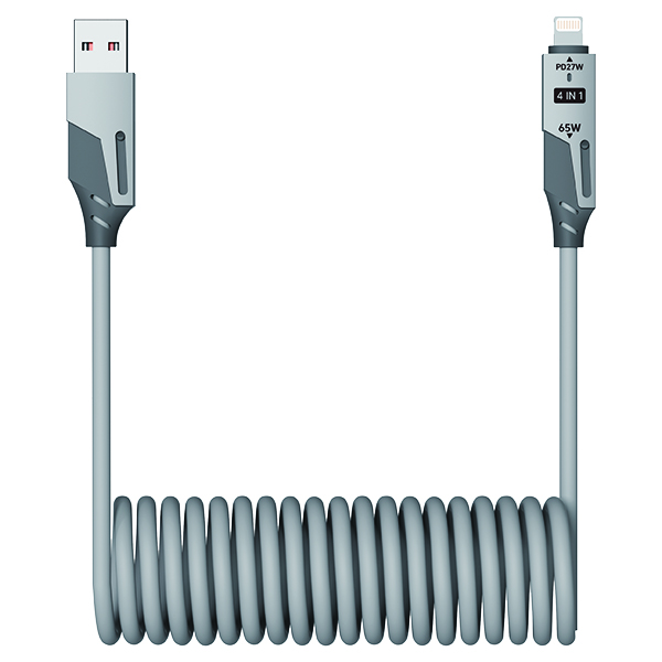כבל טעינה 4 ב-1 מהיר במיוחד 60W/27W ספירלה תואם Type-C/iOS/Android כולל DATA