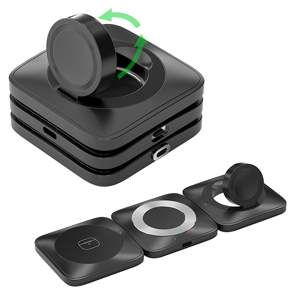 "קונקט" מטען מגנטי אלחוטי מהיר 15W  משולב עם תאורה 3 ב-1 לנייד + שעון חכם + אוזניות - תמונה 2