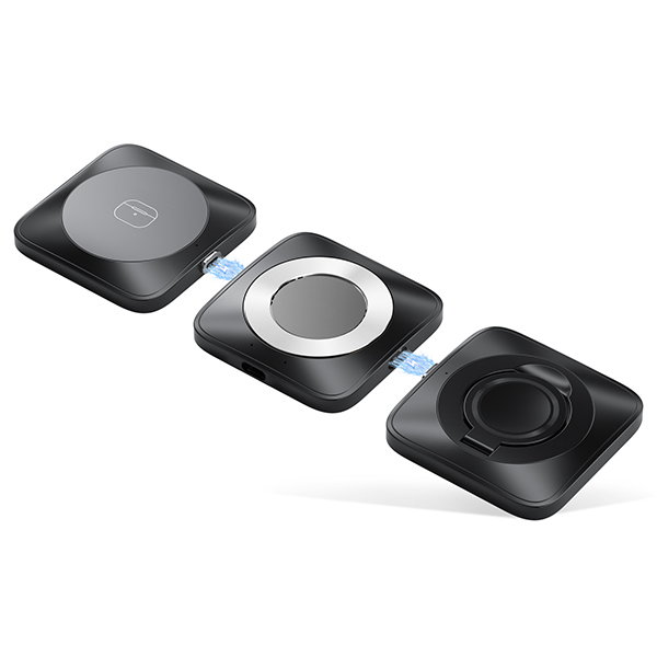 "קונקט" מטען מגנטי אלחוטי מהיר 15W  משולב עם תאורה 3 ב-1 לנייד + שעון חכם + אוזניות - תמונה 3