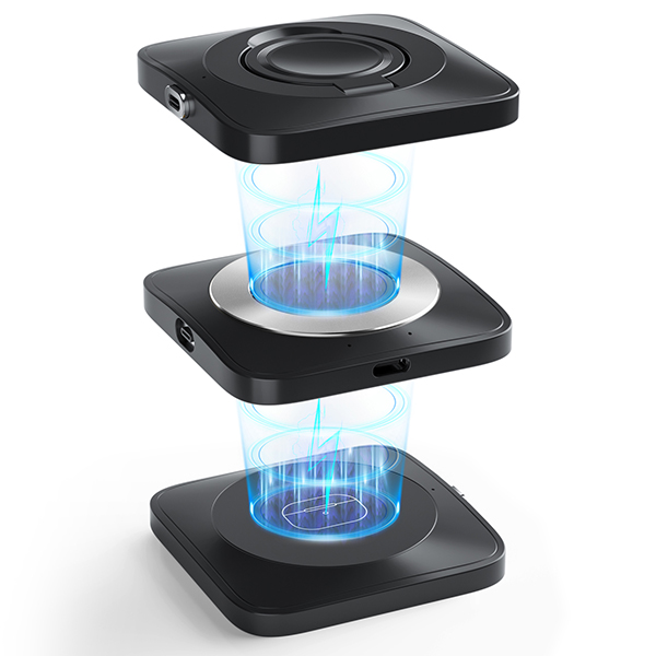 "קונקט" מטען מגנטי אלחוטי מהיר 15W  משולב עם תאורה 3 ב-1 לנייד + שעון חכם + אוזניות - תמונה 4