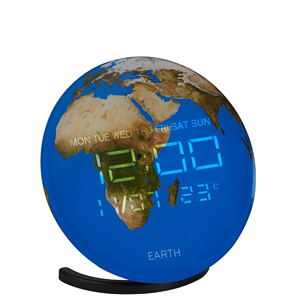 "כדור הארץ" שעון דיגיטלי שולחני משולב עם רמקול Bluetooth