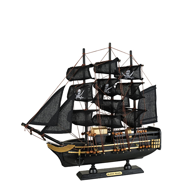 ספינת פיראטים מפרשים שחורים גובה 34 ס"מ