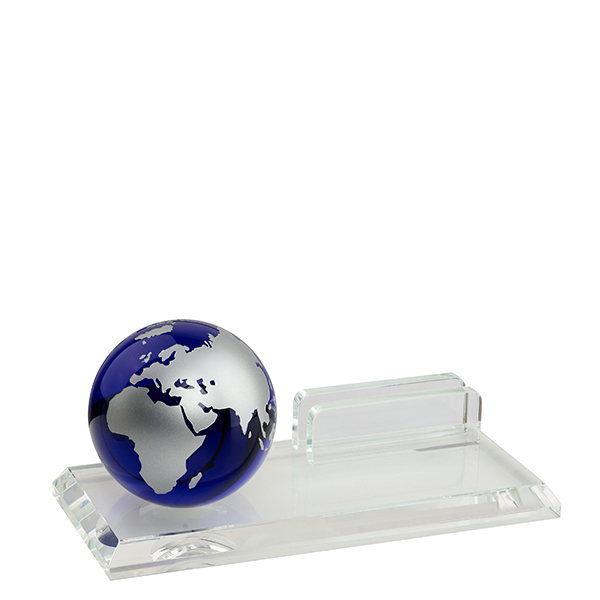 מעמד קריסטל גלובוס עם מעמד לכרטיסי ביקור / טלפון נייד - תמונה 2