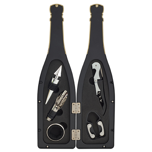 מארז אביזרים 5 חלקים ליין בקופסא מעוצבת בצורת בקבוק שמפניה - תמונה 2