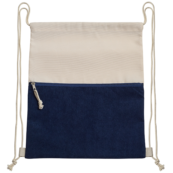 תיק גב שרוכים משולב קורדורוי וכותנה 100% טבעי - תמונה 2