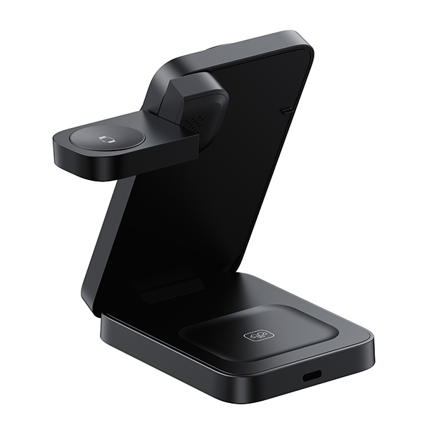 מטען אלחוטי מתקפל 15W מהיר 3 ב-1 לנייד + שעון חכם + אוזניות - תמונה 4