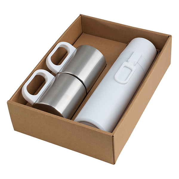 סט בקבוק תרמי מתכת עם שני ספלי נירוסטה במארז מתנה - תמונה 7