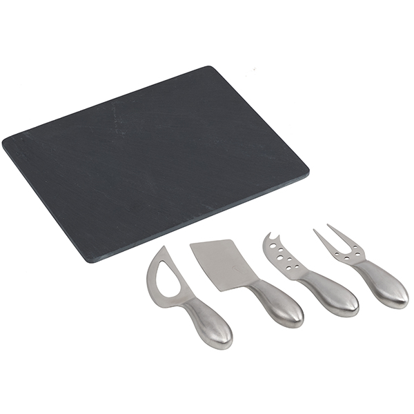 "Comida" סט לוח עץ מהודר ACACIA לחיתוך גבינות משולב עם 4 סכיני גבינה - תמונה 2