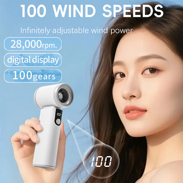 "פאן-טק" מאוורר נייד נטען עוצמתי בעל עיצוב קומפקטי טווח אוורור מתכוונן עד 10 דרגות מהירות וצג דיגיטלי