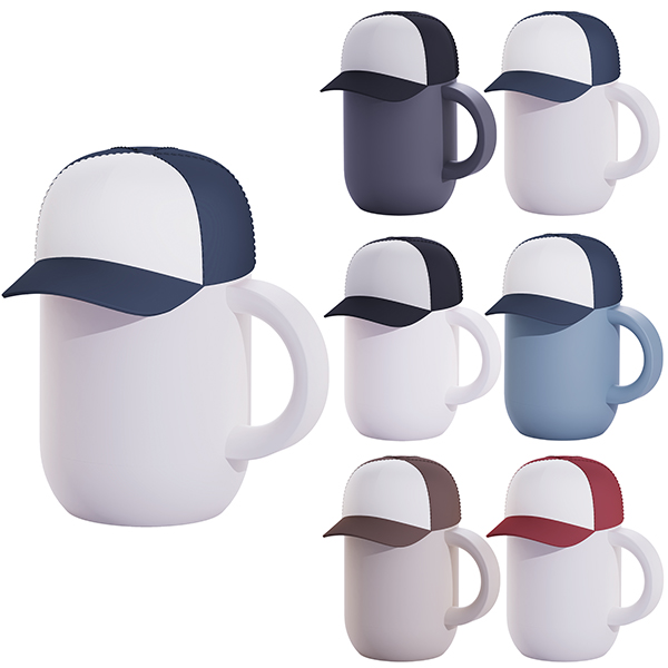 Happy Hats ספל תרמי נירוסטה ציפוי קרמי פנימי PURAMIC מכסה כובע מצחייה 400 מ"ל מבית ASOBU