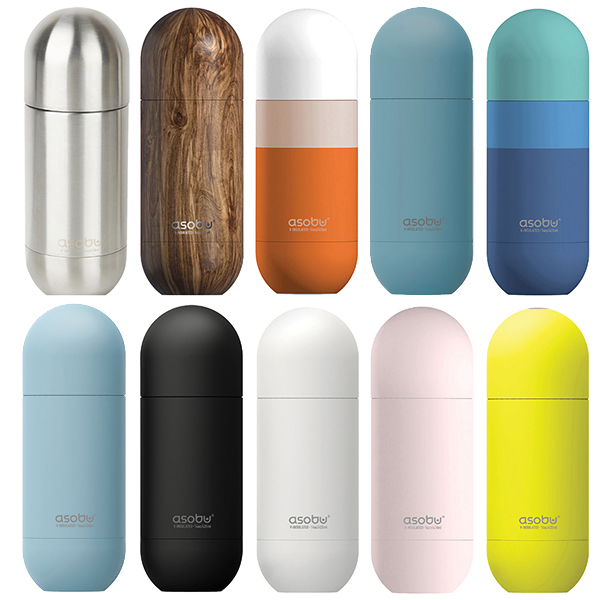 ORB בקבוק תרמי "קפסולה" נירוסטה חם/קר 420 מ"ל עם מכסה שמשמש ככוס מבית ASOBU